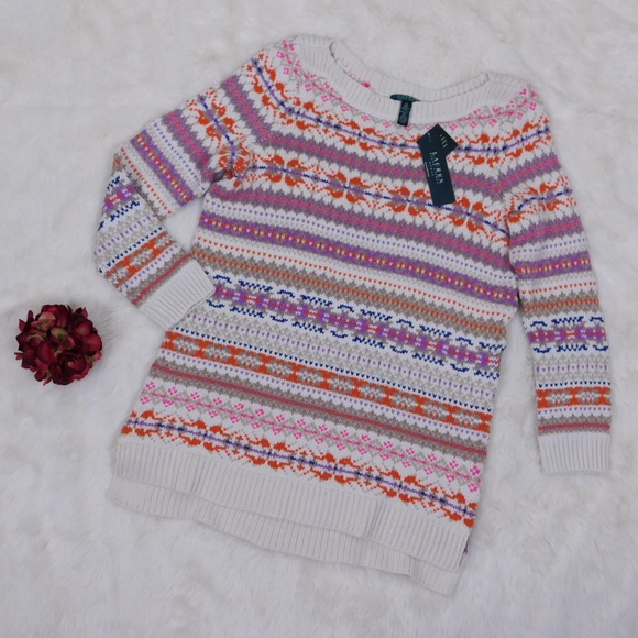 Ralph Lauren Sweater Boat Neck Fair Isle Plus Size - Picture 6 of 8